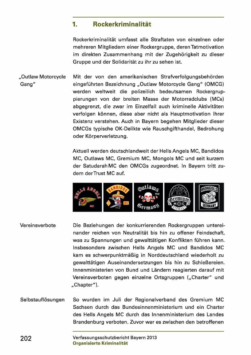 Seite 202 des Verfassungsschutzbericht 2013 Bayern