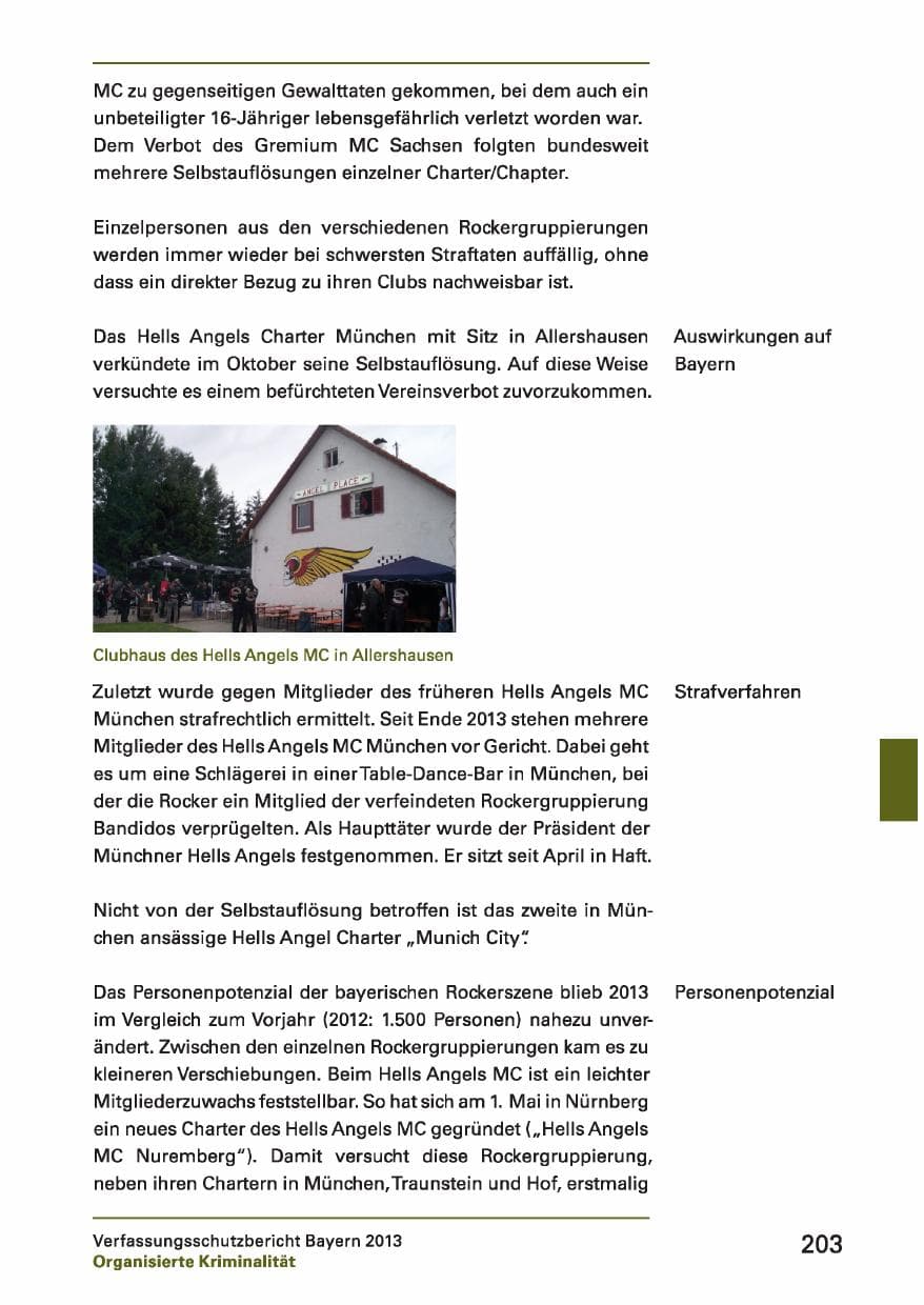 Seite 203 des Verfassungsschutzbericht 2013 Bayern