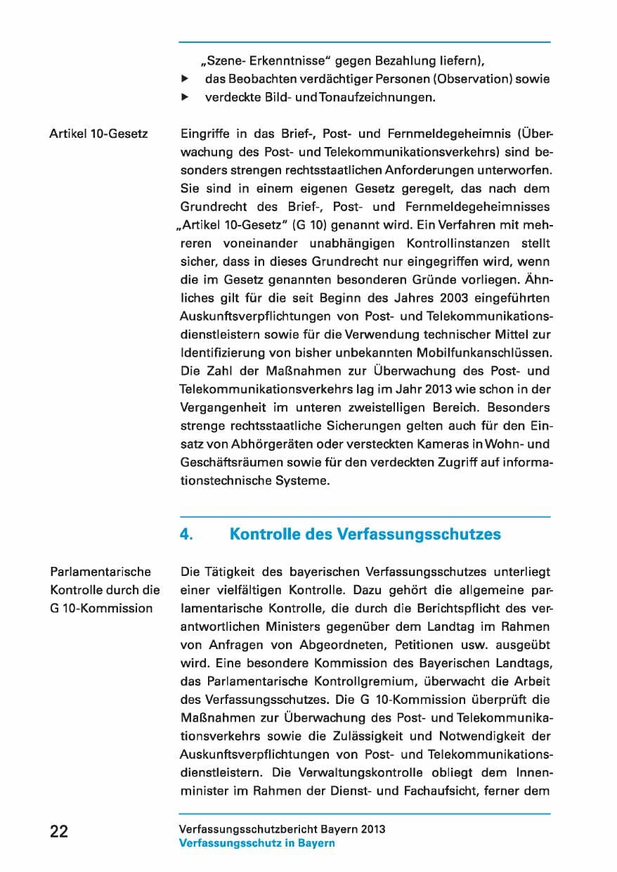 Seite 22 des Verfassungsschutzbericht 2013 Bayern