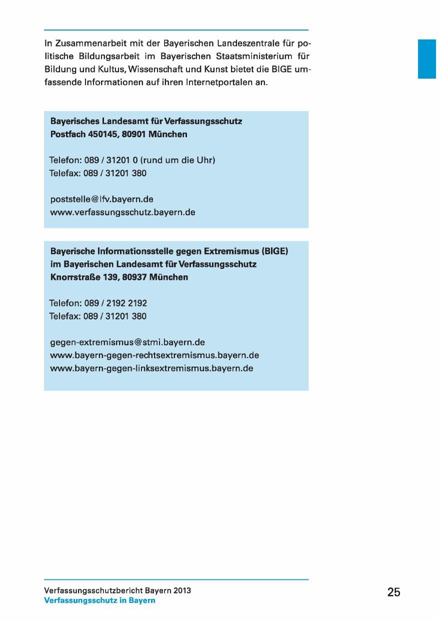 Seite 25 des Verfassungsschutzbericht 2013 Bayern