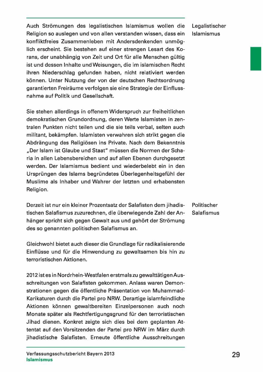 Seite 29 des Verfassungsschutzbericht 2013 Bayern