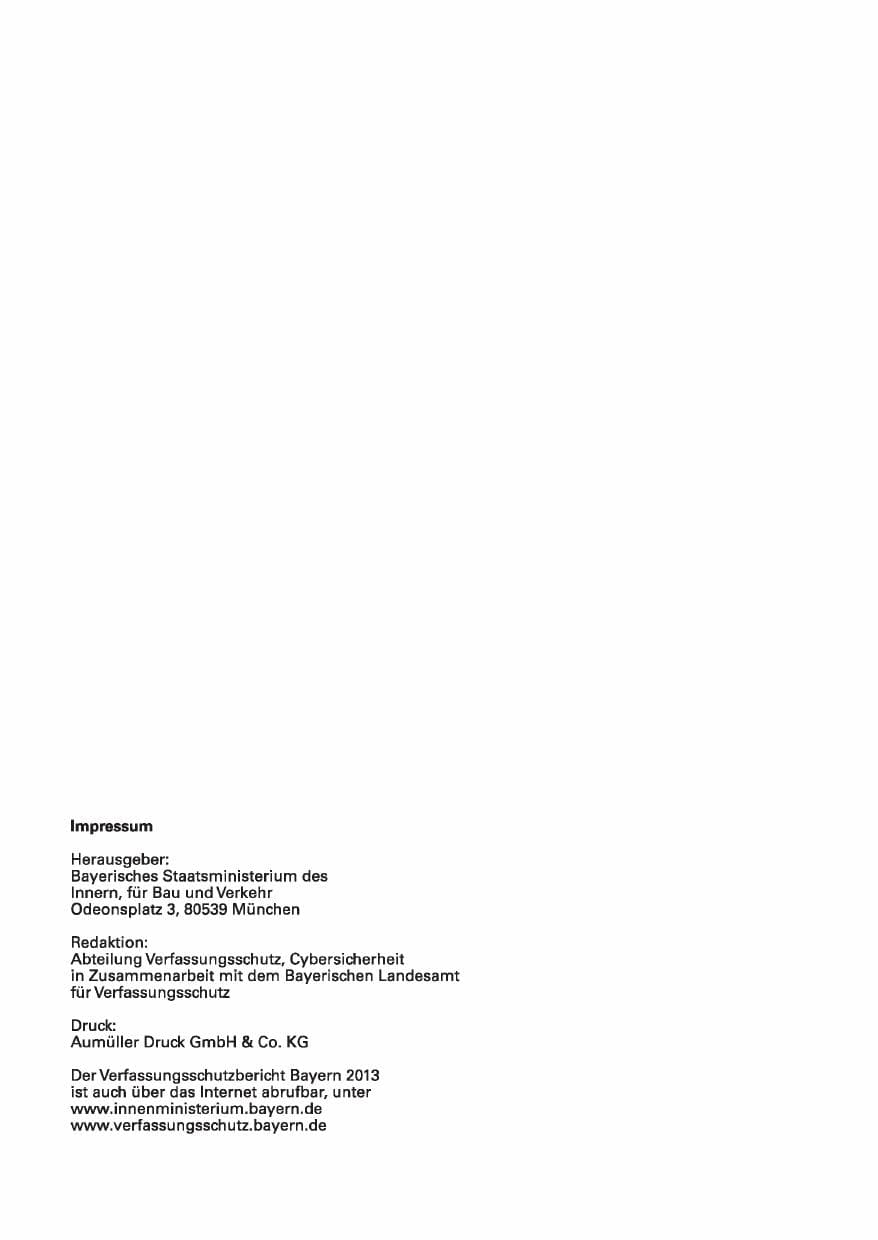 Seite 4 des Verfassungsschutzbericht 2013 Bayern