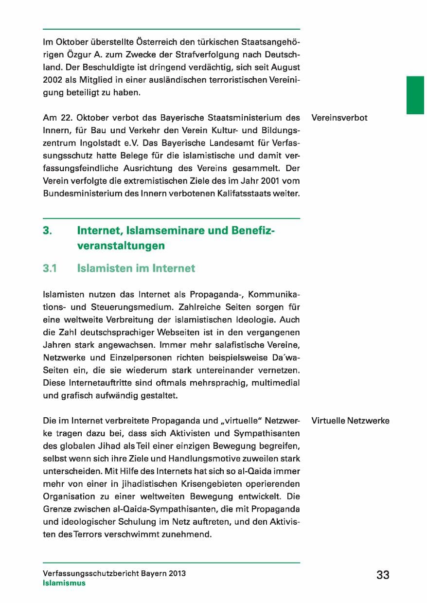 Seite 33 des Verfassungsschutzbericht 2013 Bayern