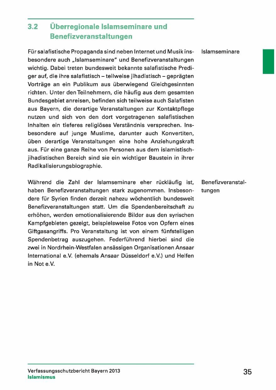 Seite 35 des Verfassungsschutzbericht 2013 Bayern