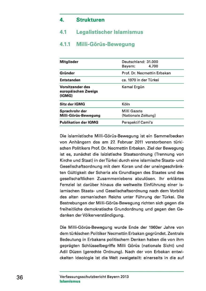 Seite 36 des Verfassungsschutzbericht 2013 Bayern