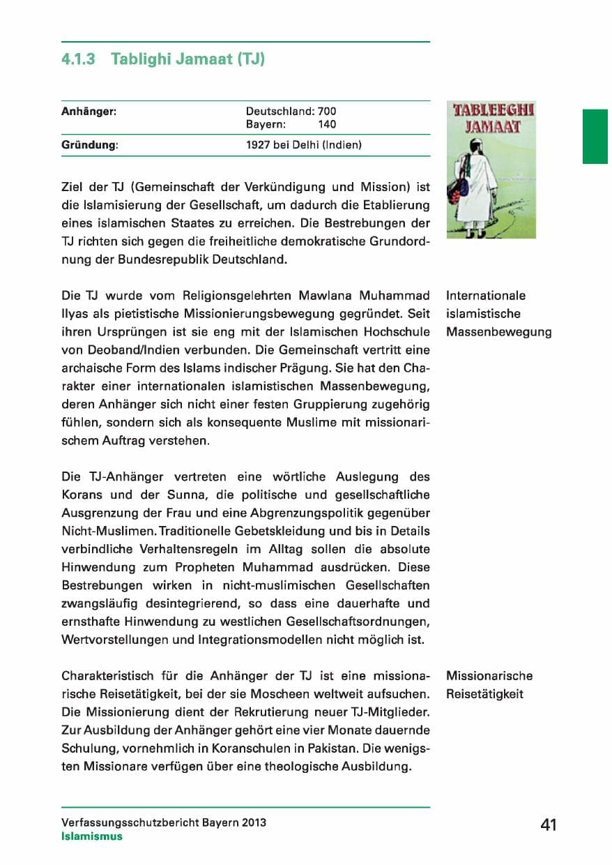 Seite 41 des Verfassungsschutzbericht 2013 Bayern