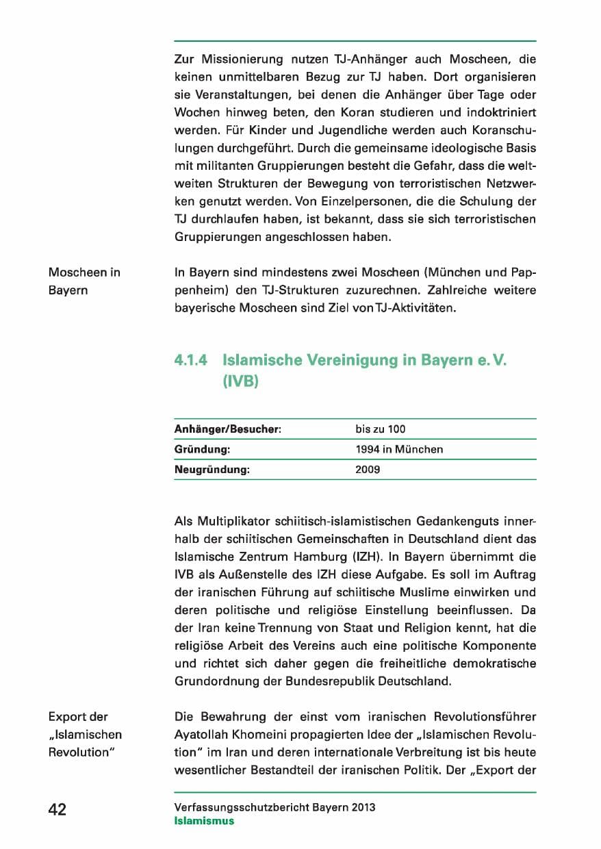 Seite 42 des Verfassungsschutzbericht 2013 Bayern