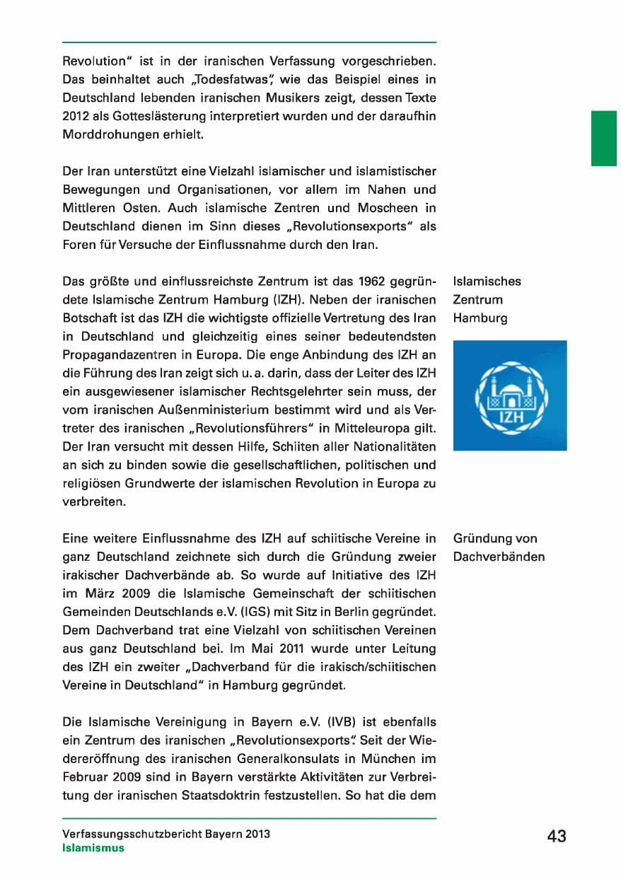 Seite 43 des Verfassungsschutzbericht 2013 Bayern
