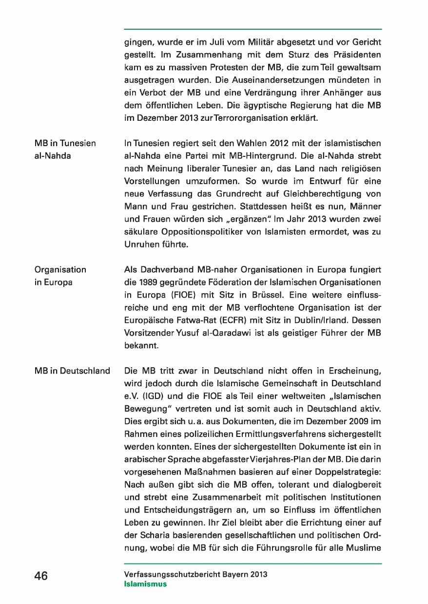Seite 46 des Verfassungsschutzbericht 2013 Bayern