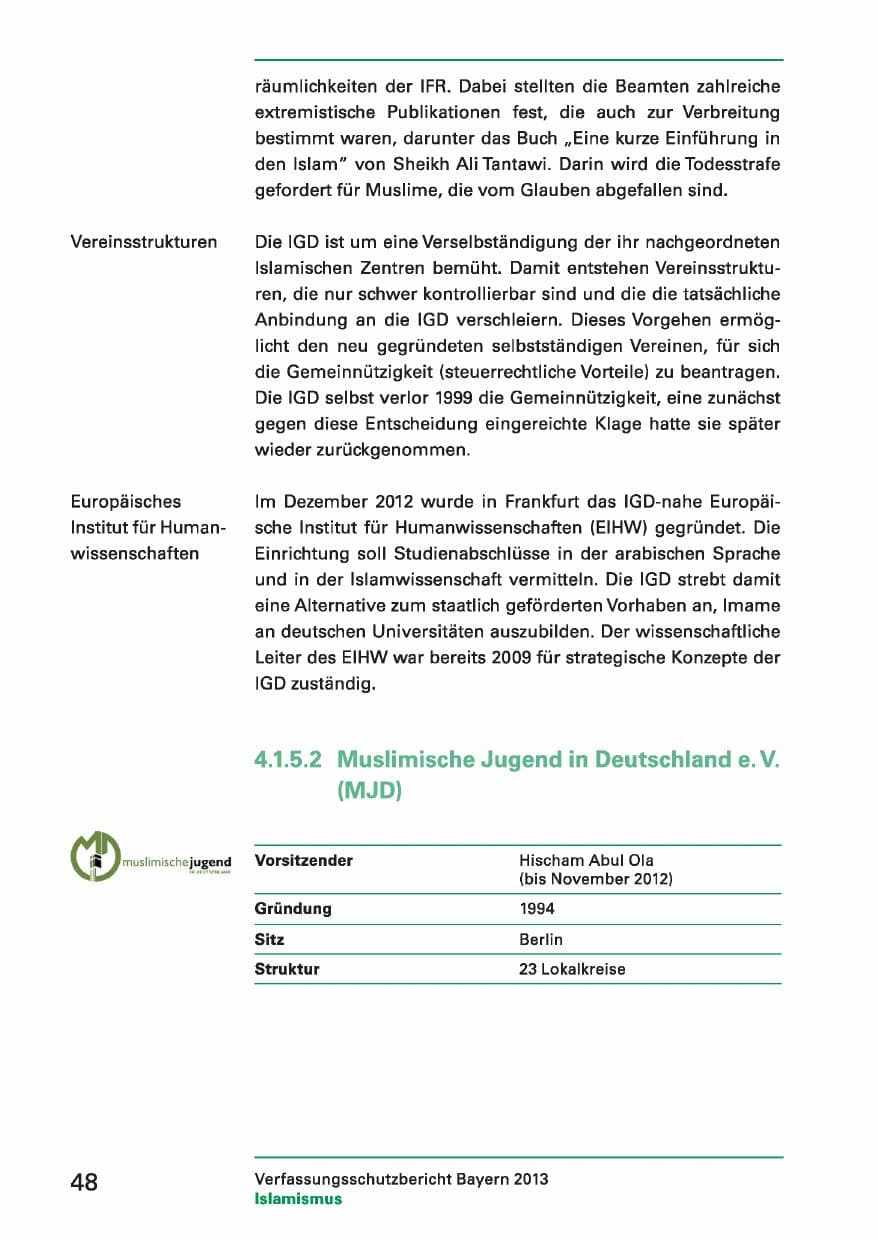 Seite 48 des Verfassungsschutzbericht 2013 Bayern