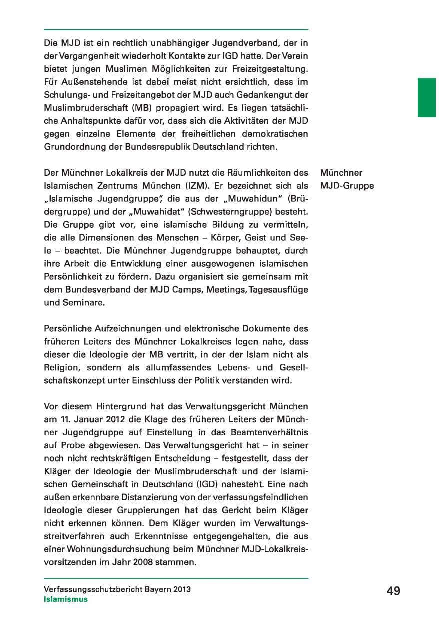 Seite 49 des Verfassungsschutzbericht 2013 Bayern