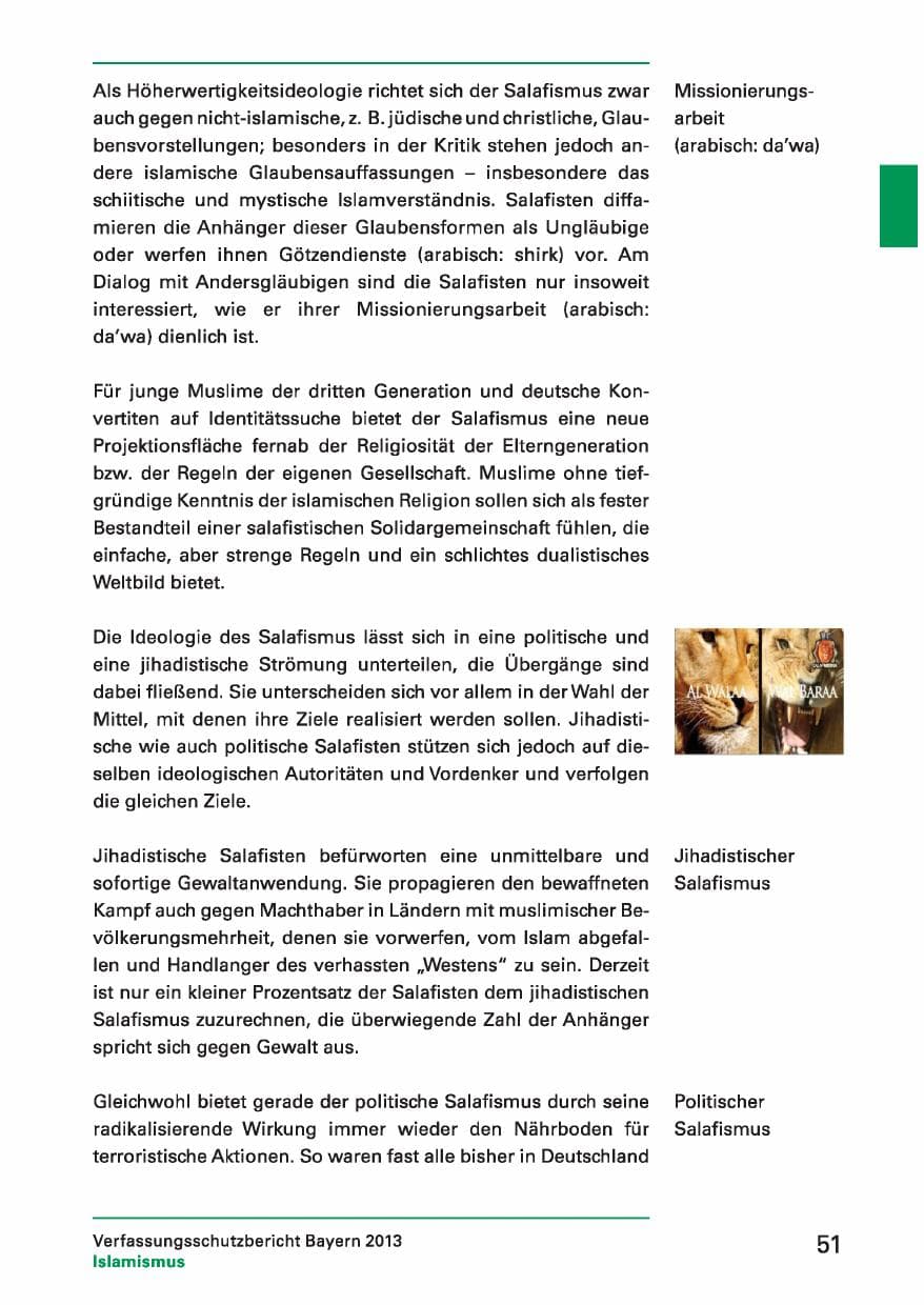 Seite 51 des Verfassungsschutzbericht 2013 Bayern