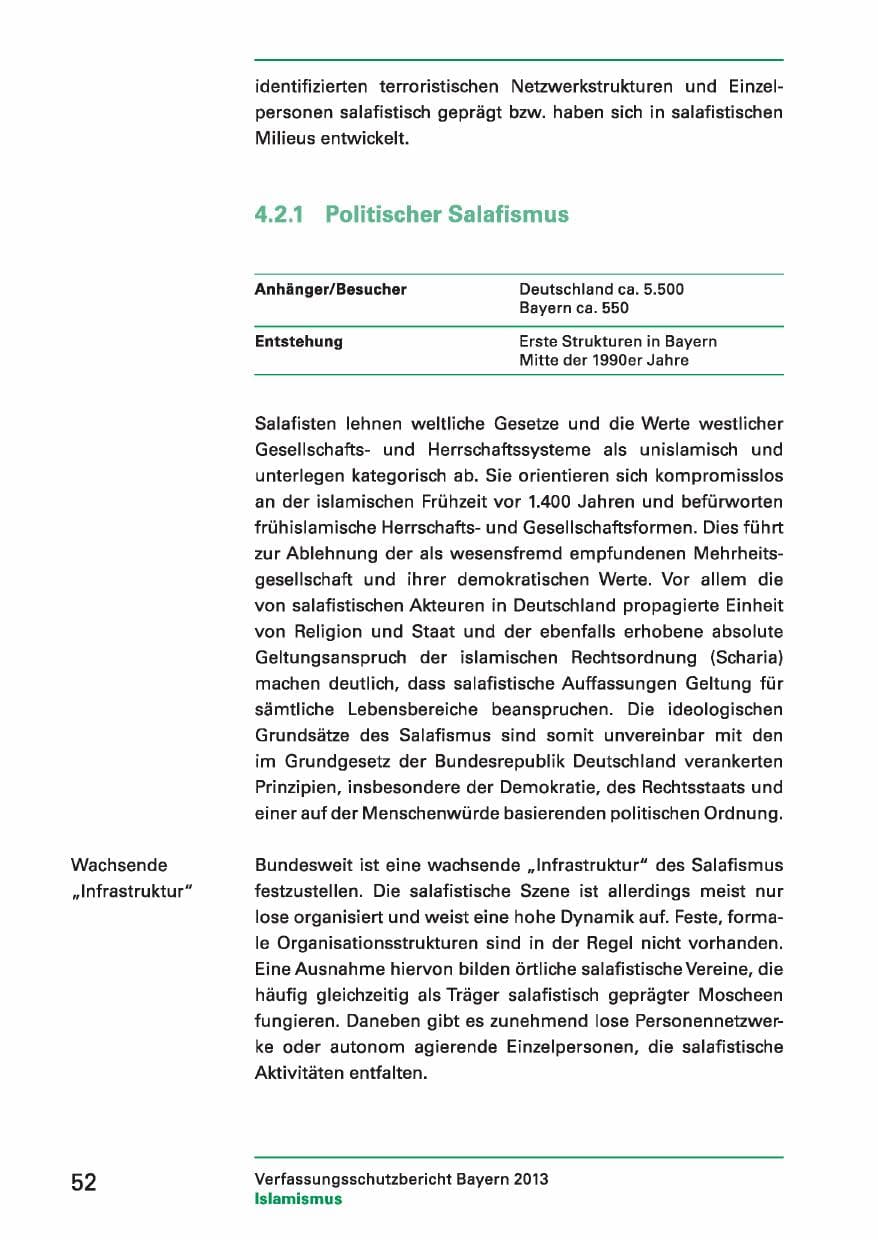Seite 52 des Verfassungsschutzbericht 2013 Bayern