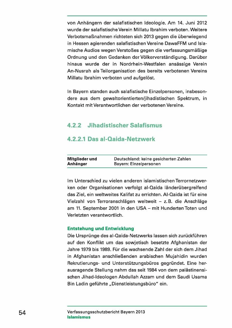 Seite 54 des Verfassungsschutzbericht 2013 Bayern