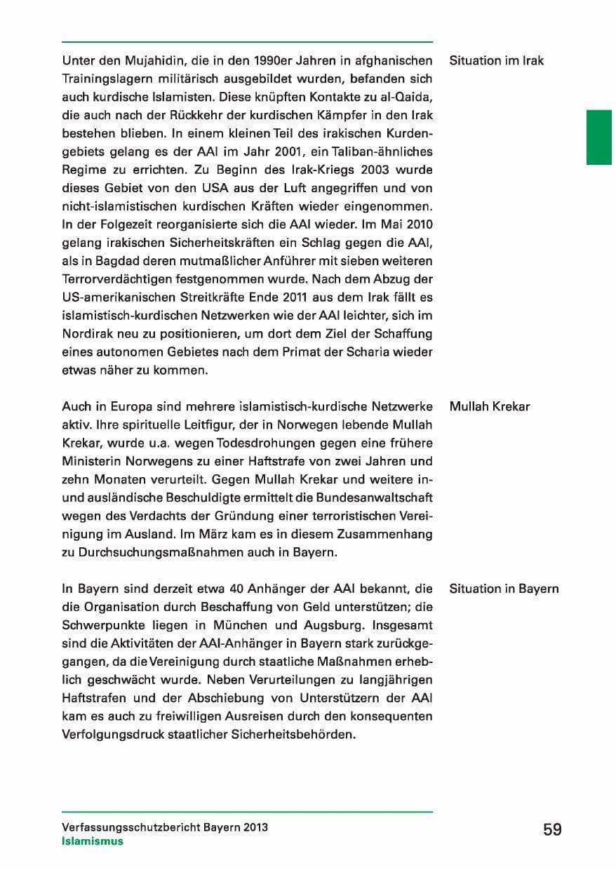 Seite 59 des Verfassungsschutzbericht 2013 Bayern