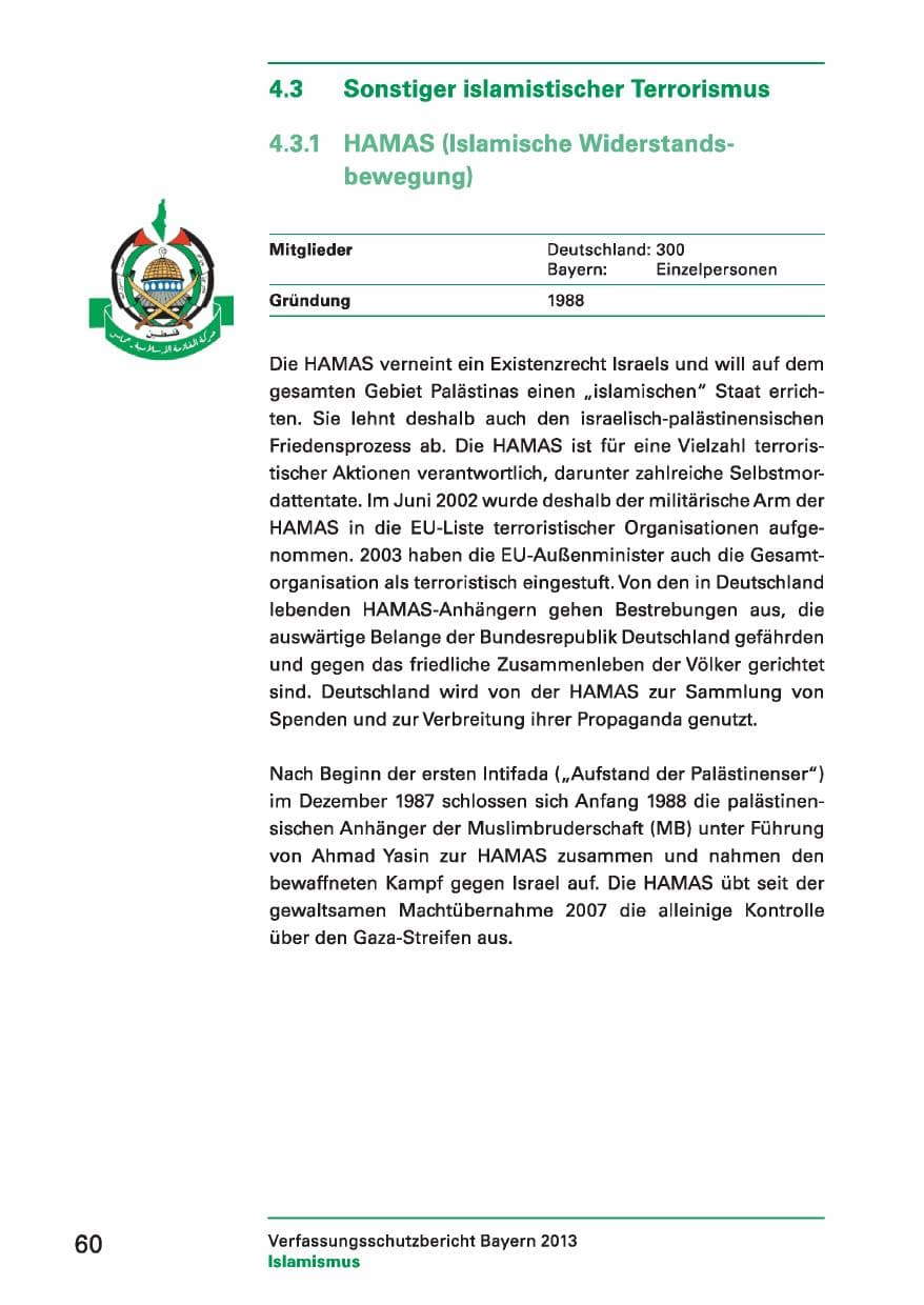 Seite 60 des Verfassungsschutzbericht 2013 Bayern