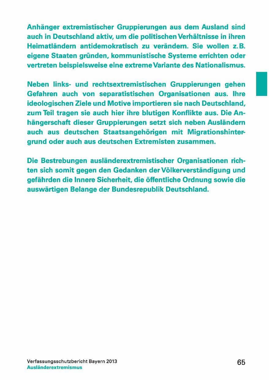 Seite 65 des Verfassungsschutzbericht 2013 Bayern