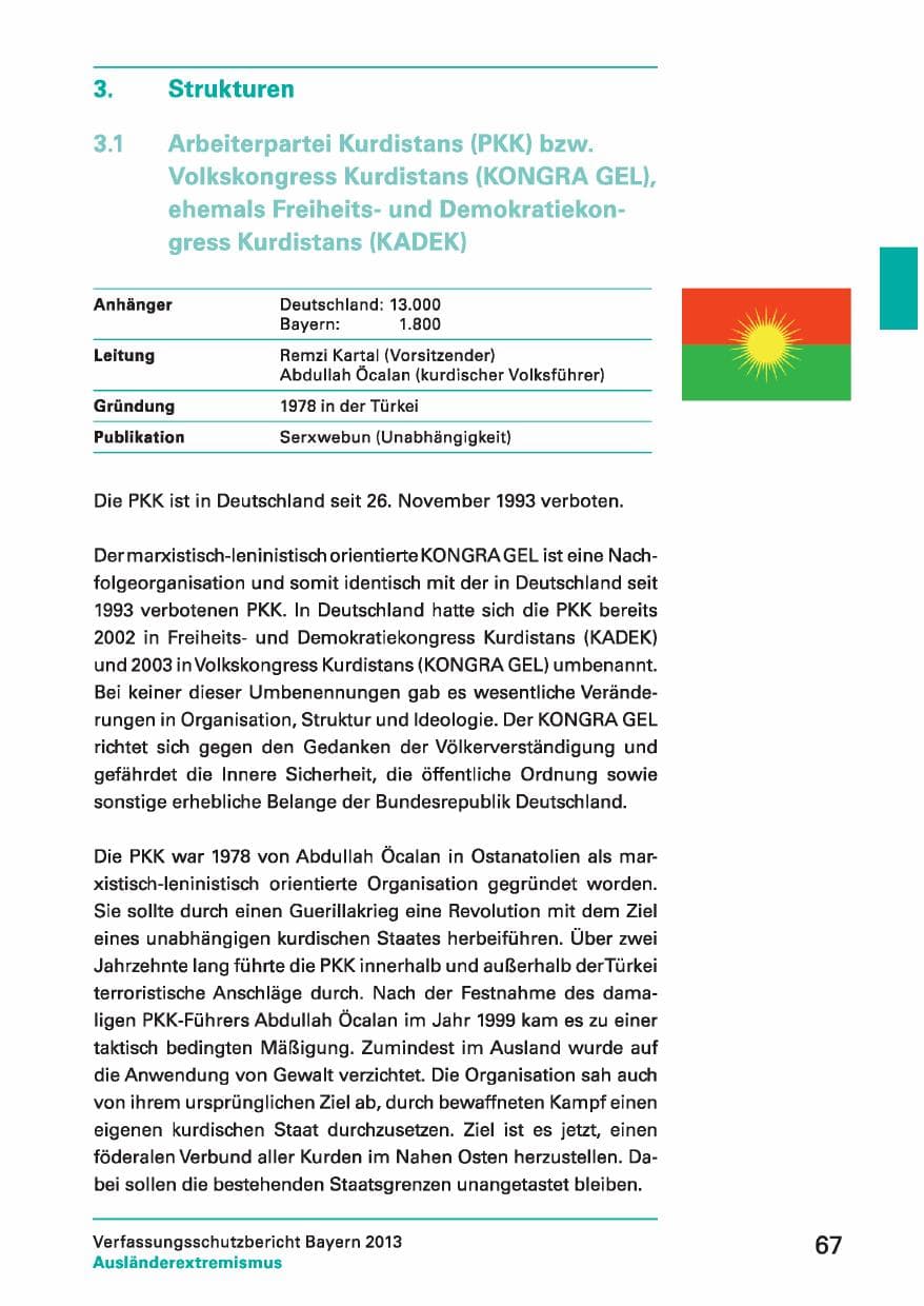 Seite 67 des Verfassungsschutzbericht 2013 Bayern