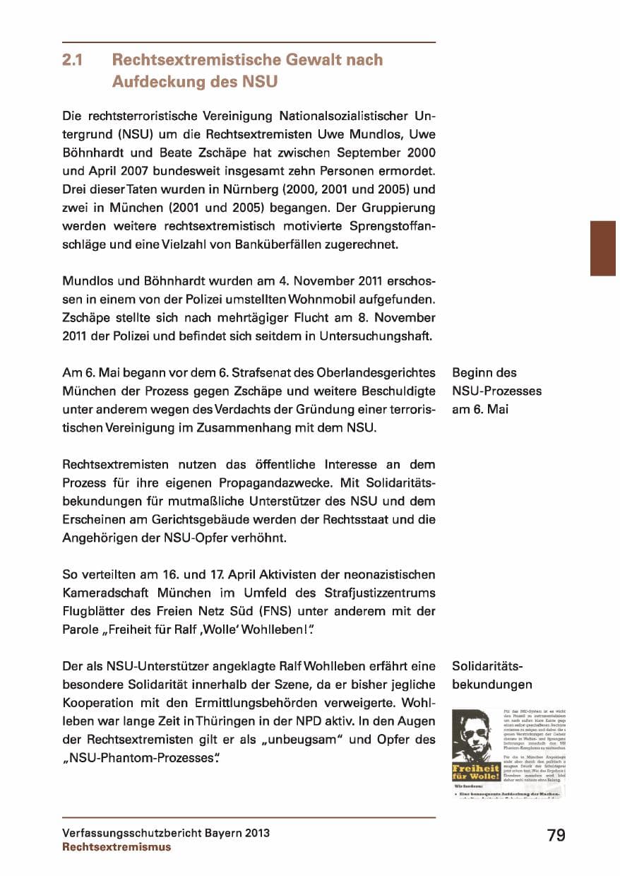 Seite 79 des Verfassungsschutzbericht 2013 Bayern