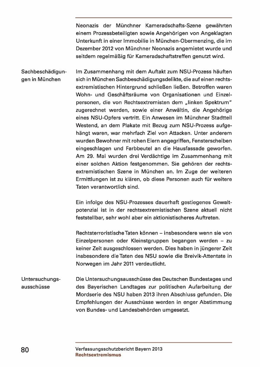 Seite 80 des Verfassungsschutzbericht 2013 Bayern