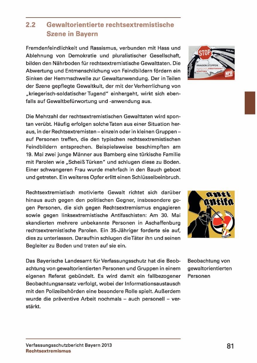 Seite 81 des Verfassungsschutzbericht 2013 Bayern