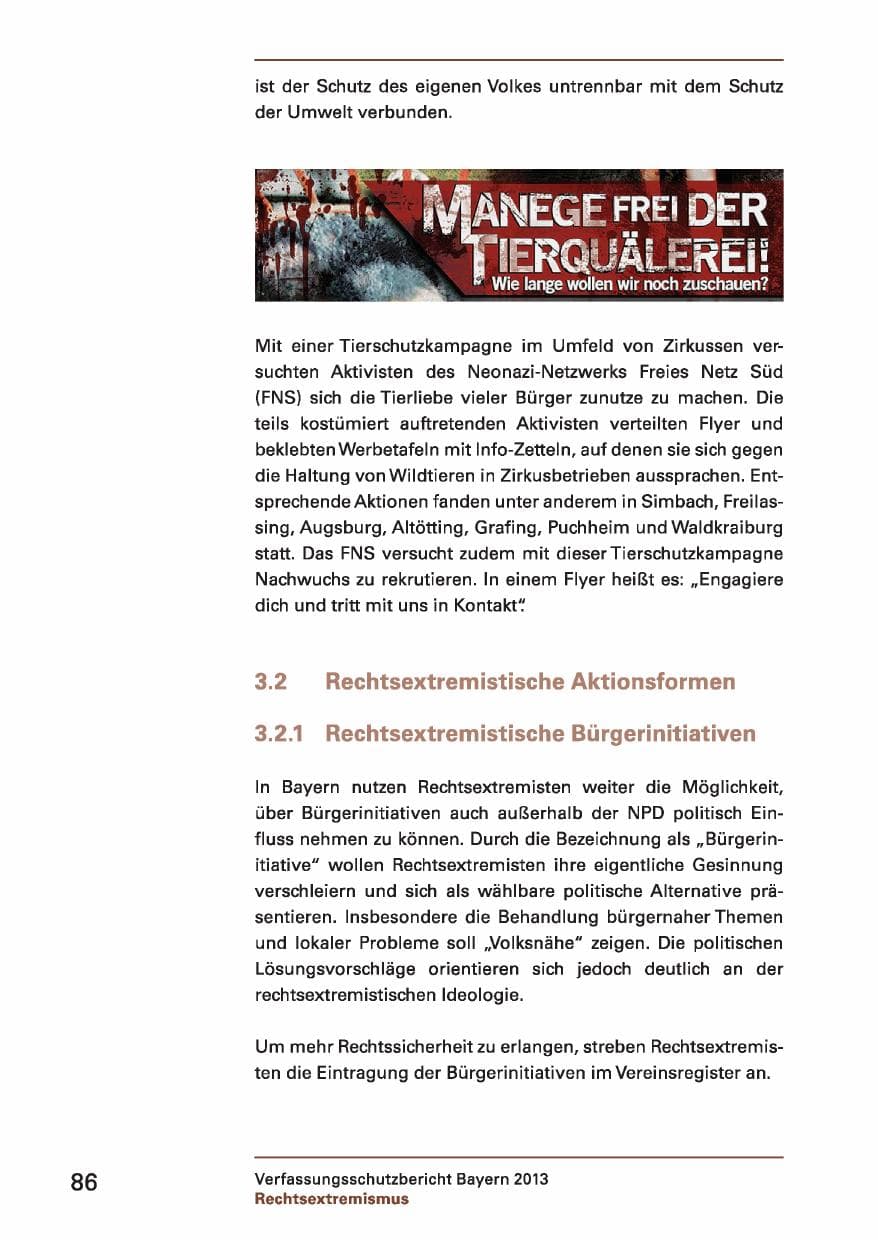Seite 86 des Verfassungsschutzbericht 2013 Bayern