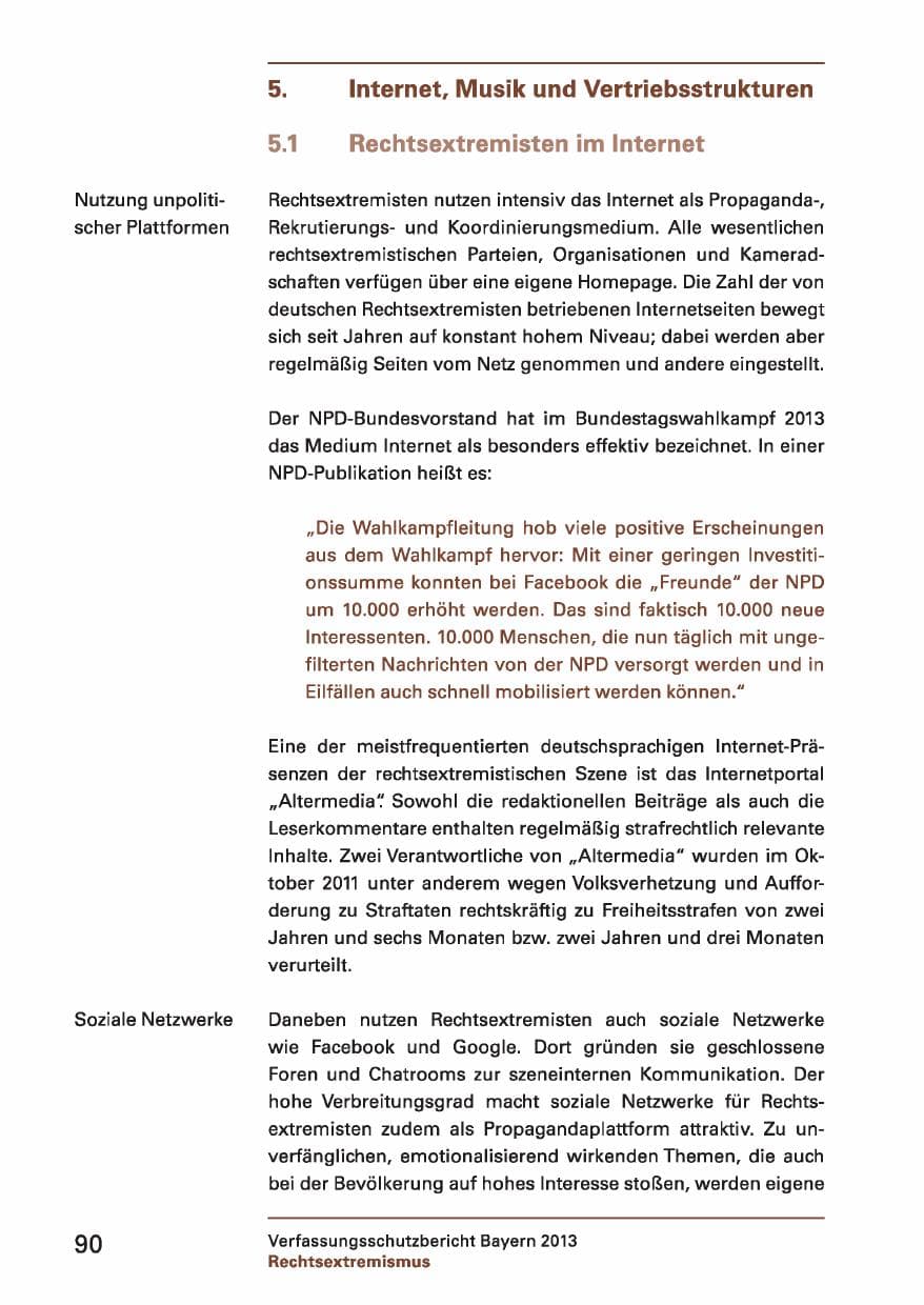 Seite 90 des Verfassungsschutzbericht 2013 Bayern