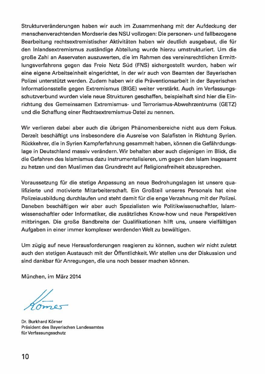 Seite 10 des Verfassungsschutzbericht 2013 Bayern