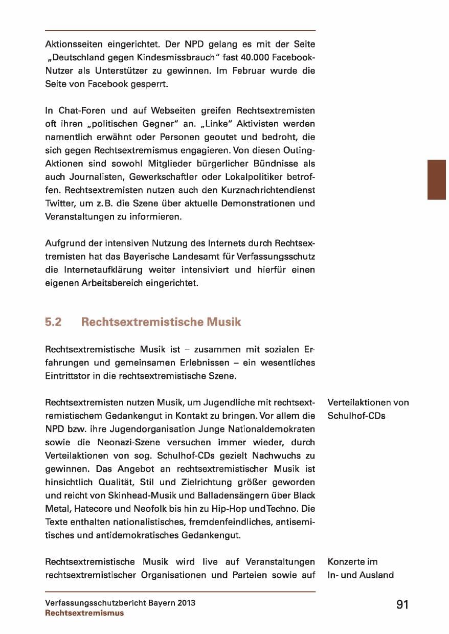 Seite 91 des Verfassungsschutzbericht 2013 Bayern