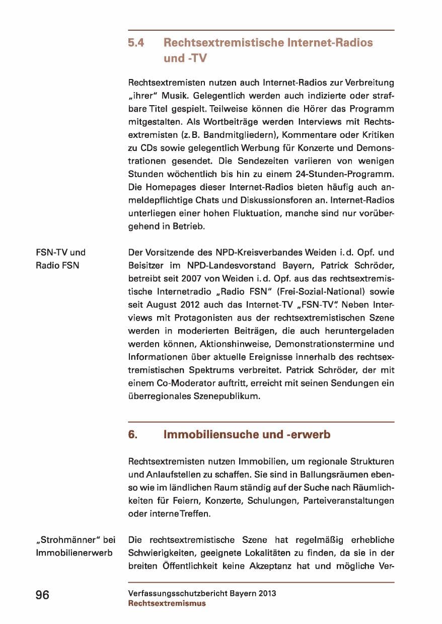 Seite 96 des Verfassungsschutzbericht 2013 Bayern