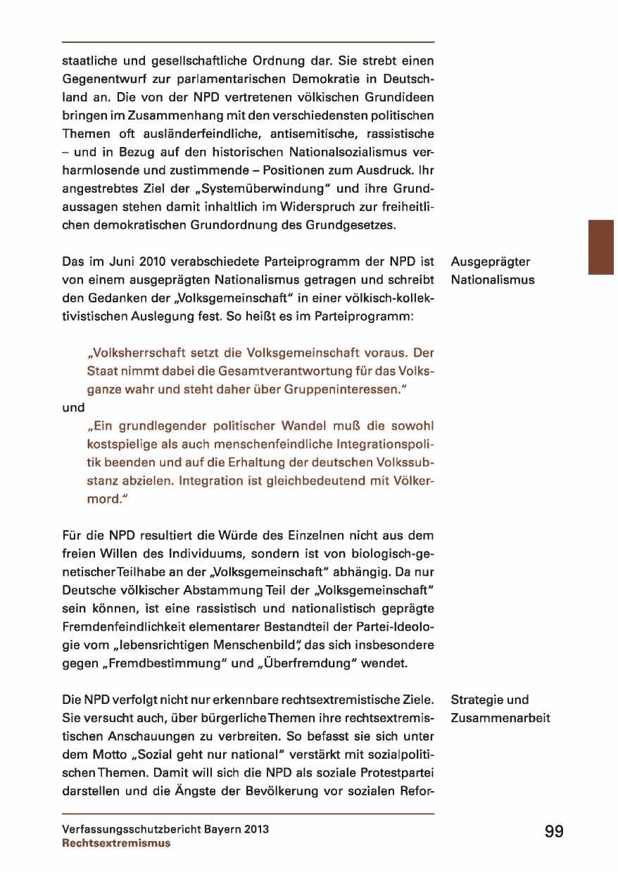 Seite 99 des Verfassungsschutzbericht 2013 Bayern
