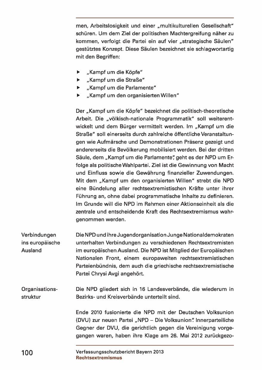 Seite 100 des Verfassungsschutzbericht 2013 Bayern