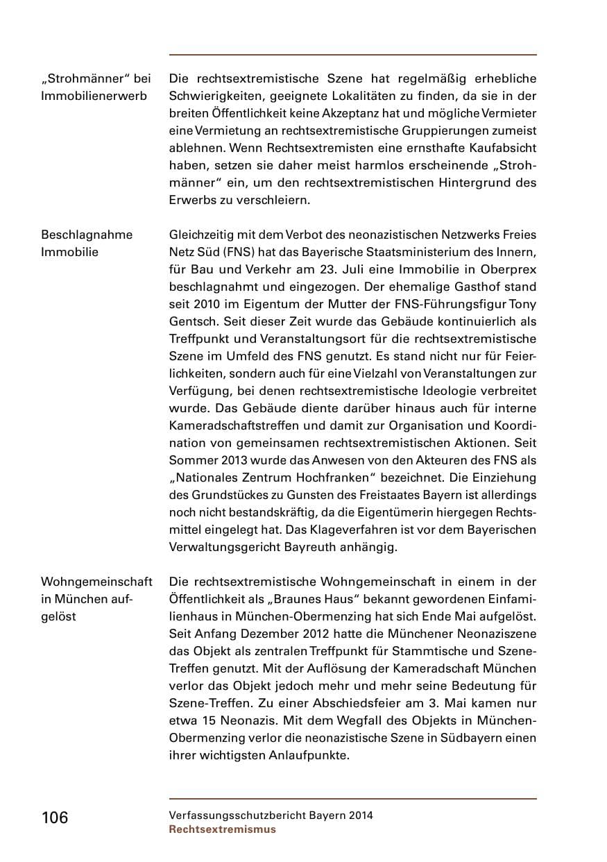 Seite 108 des Verfassungsschutzbericht 2014 Bayern