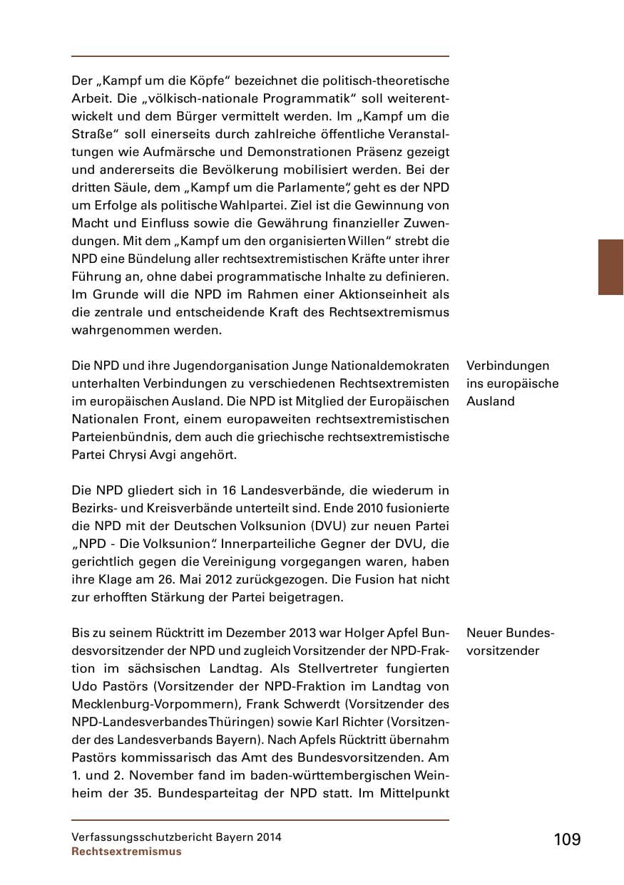 Seite 111 des Verfassungsschutzbericht 2014 Bayern