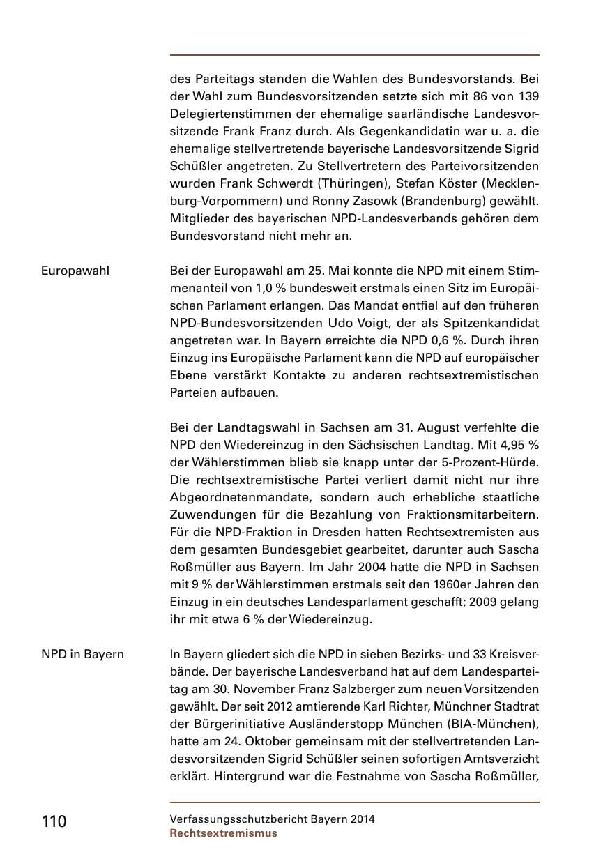 Seite 112 des Verfassungsschutzbericht 2014 Bayern