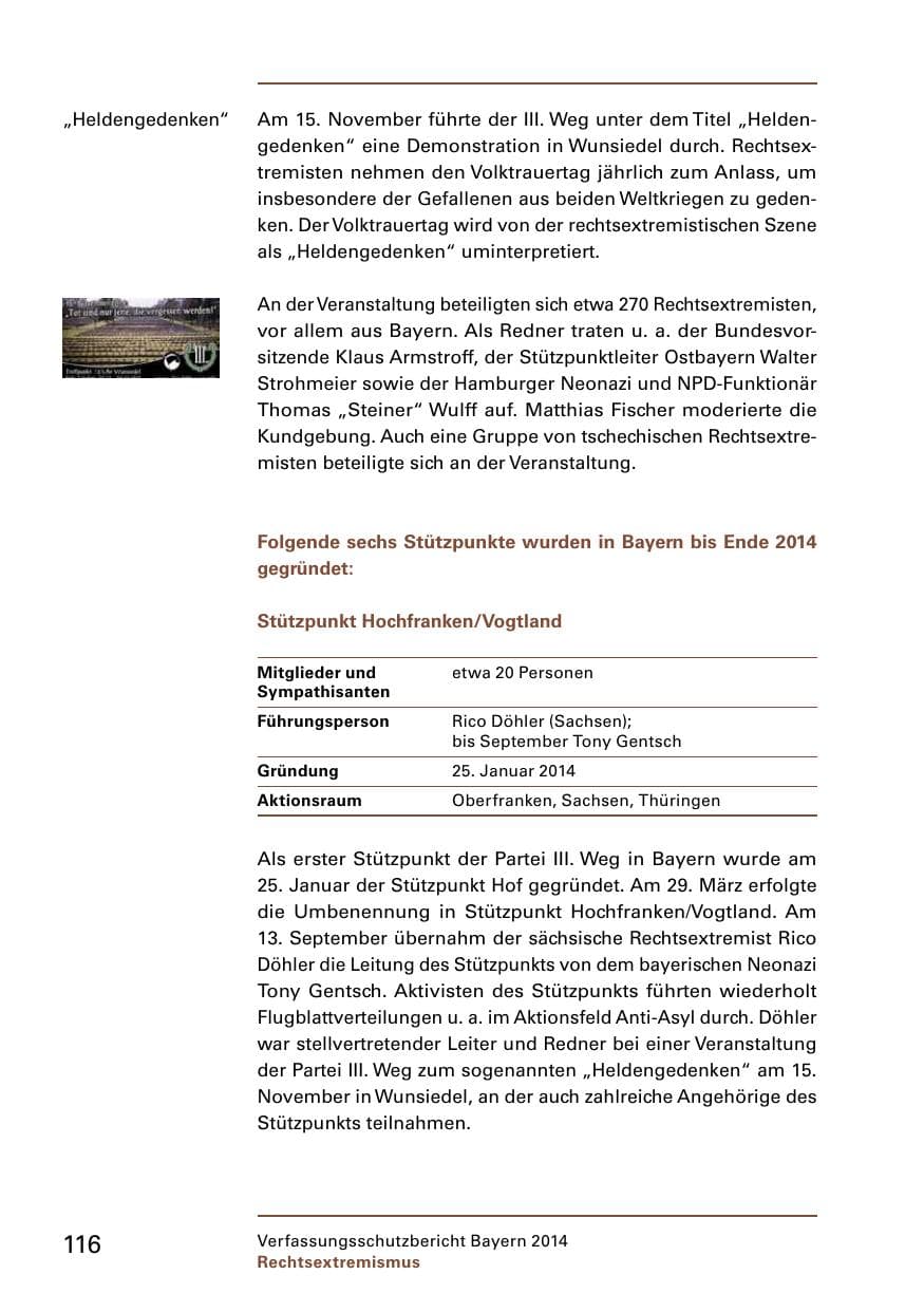 Seite 118 des Verfassungsschutzbericht 2014 Bayern