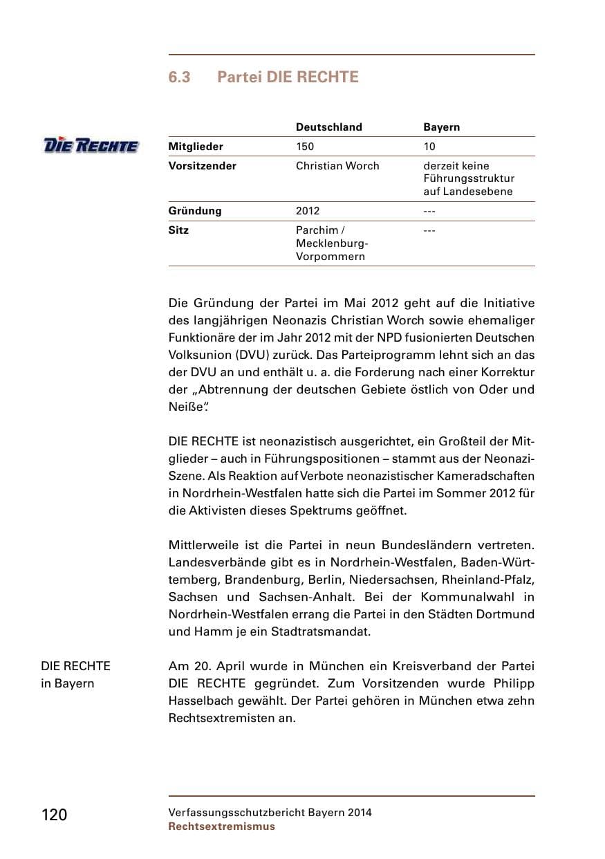Seite 122 des Verfassungsschutzbericht 2014 Bayern