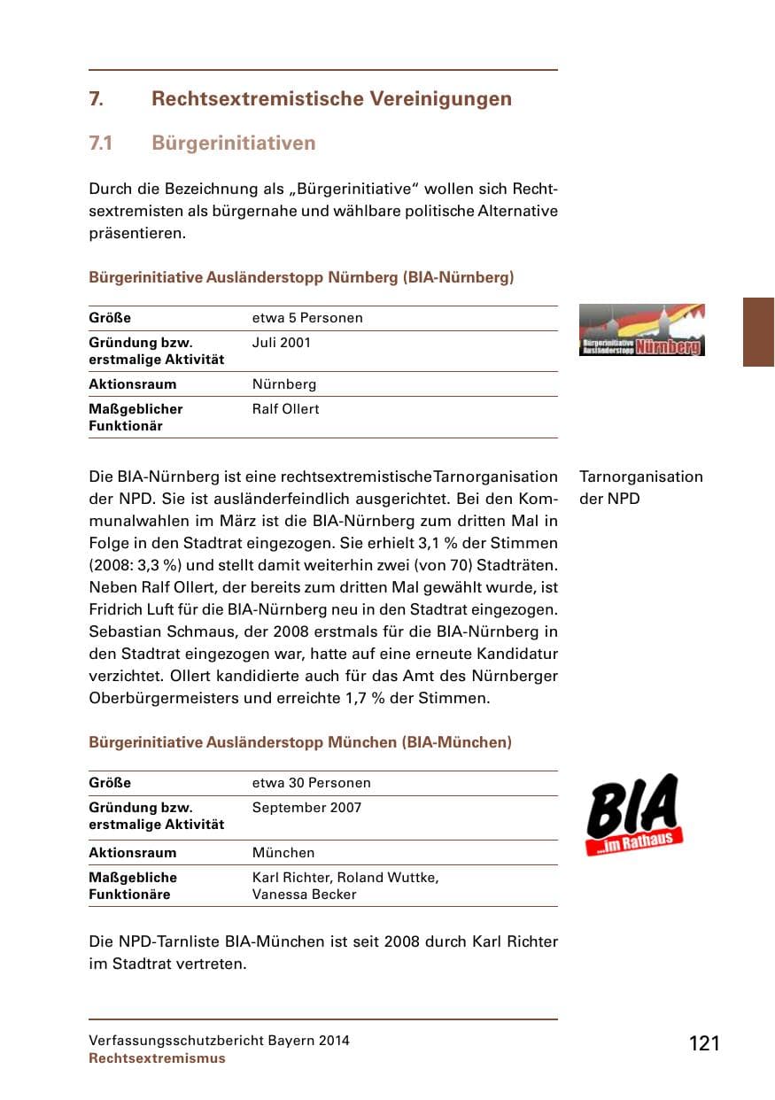 Seite 123 des Verfassungsschutzbericht 2014 Bayern