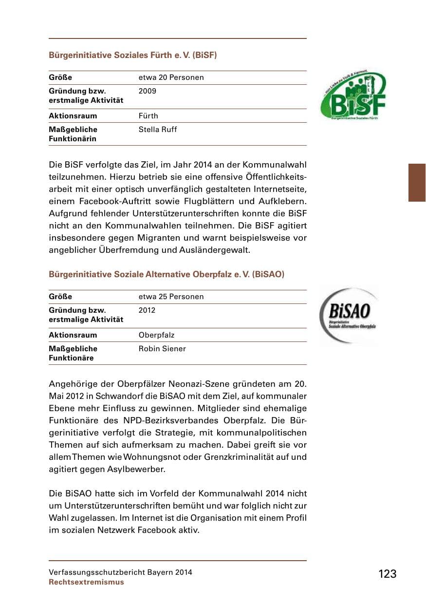 Seite 125 des Verfassungsschutzbericht 2014 Bayern