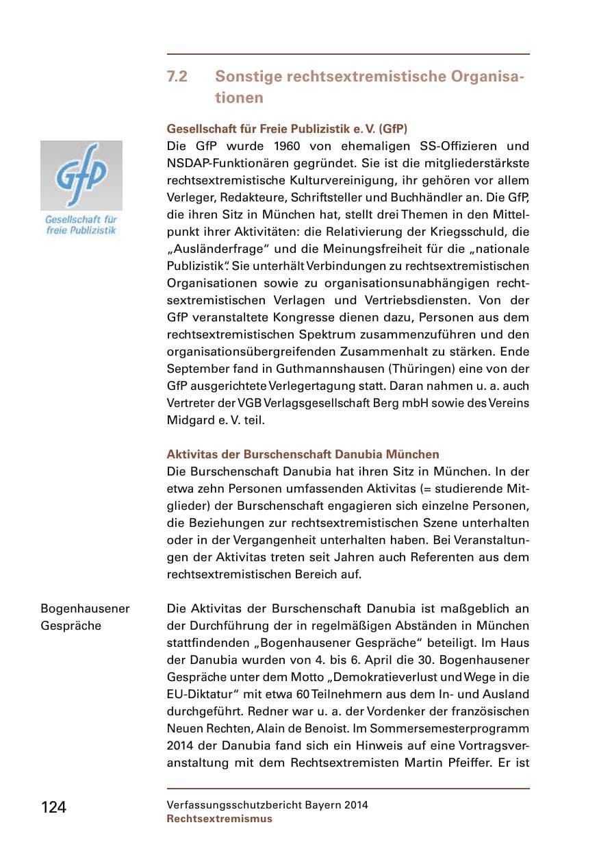 Seite 126 des Verfassungsschutzbericht 2014 Bayern