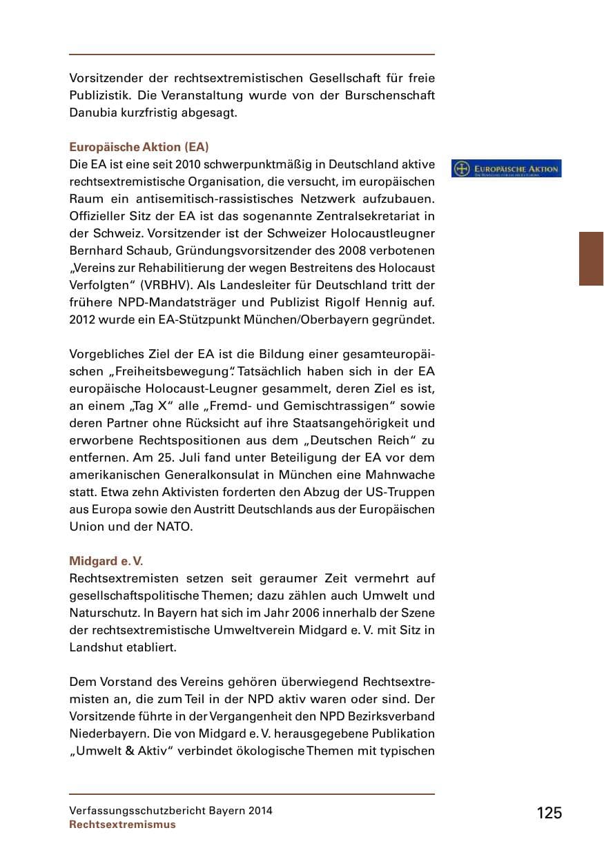 Seite 127 des Verfassungsschutzbericht 2014 Bayern
