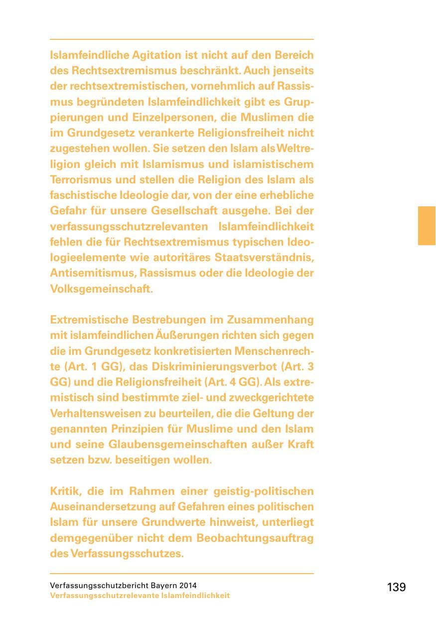 Seite 141 des Verfassungsschutzbericht 2014 Bayern