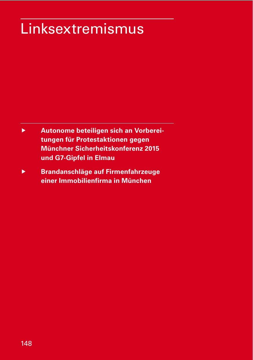 Seite 150 des Verfassungsschutzbericht 2014 Bayern