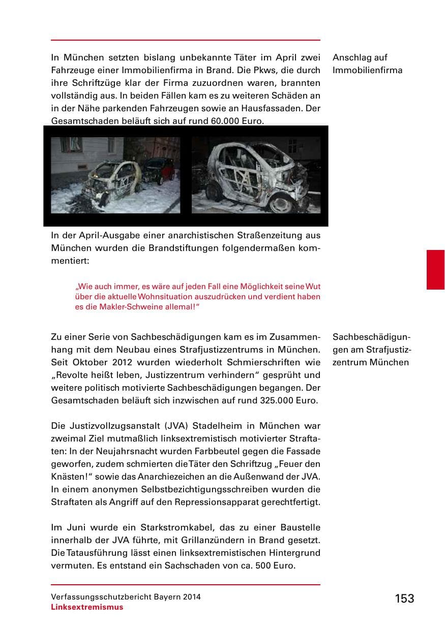 Seite 155 des Verfassungsschutzbericht 2014 Bayern