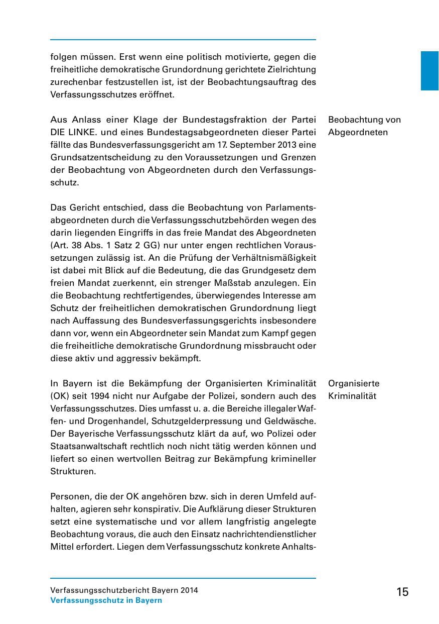 Seite 17 des Verfassungsschutzbericht 2014 Bayern