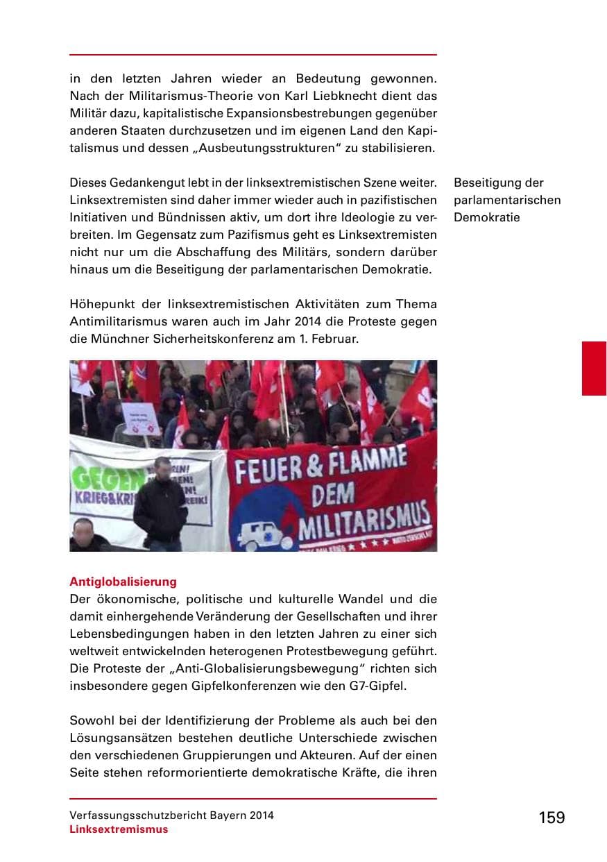 Seite 161 des Verfassungsschutzbericht 2014 Bayern