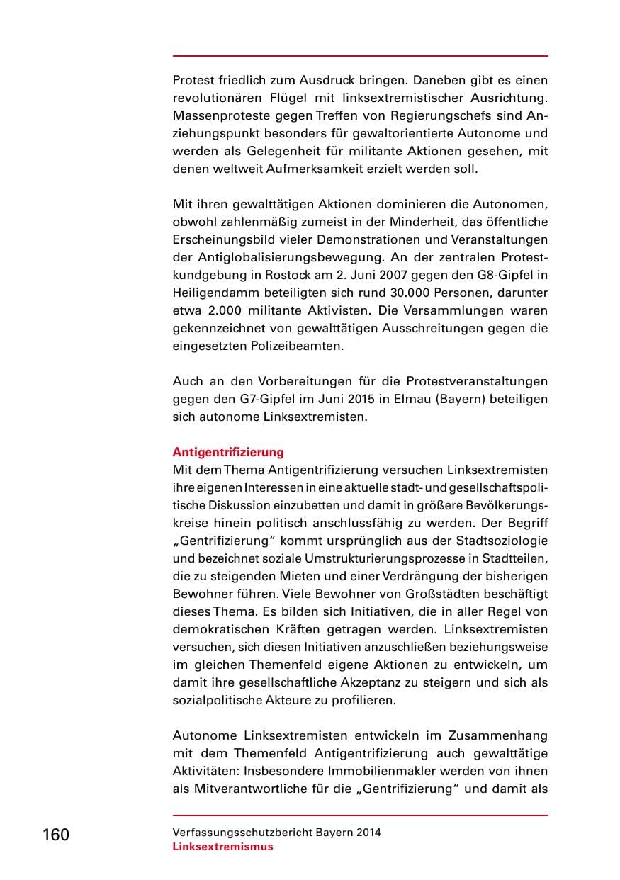 Seite 162 des Verfassungsschutzbericht 2014 Bayern