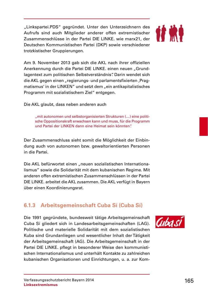 Seite 167 des Verfassungsschutzbericht 2014 Bayern
