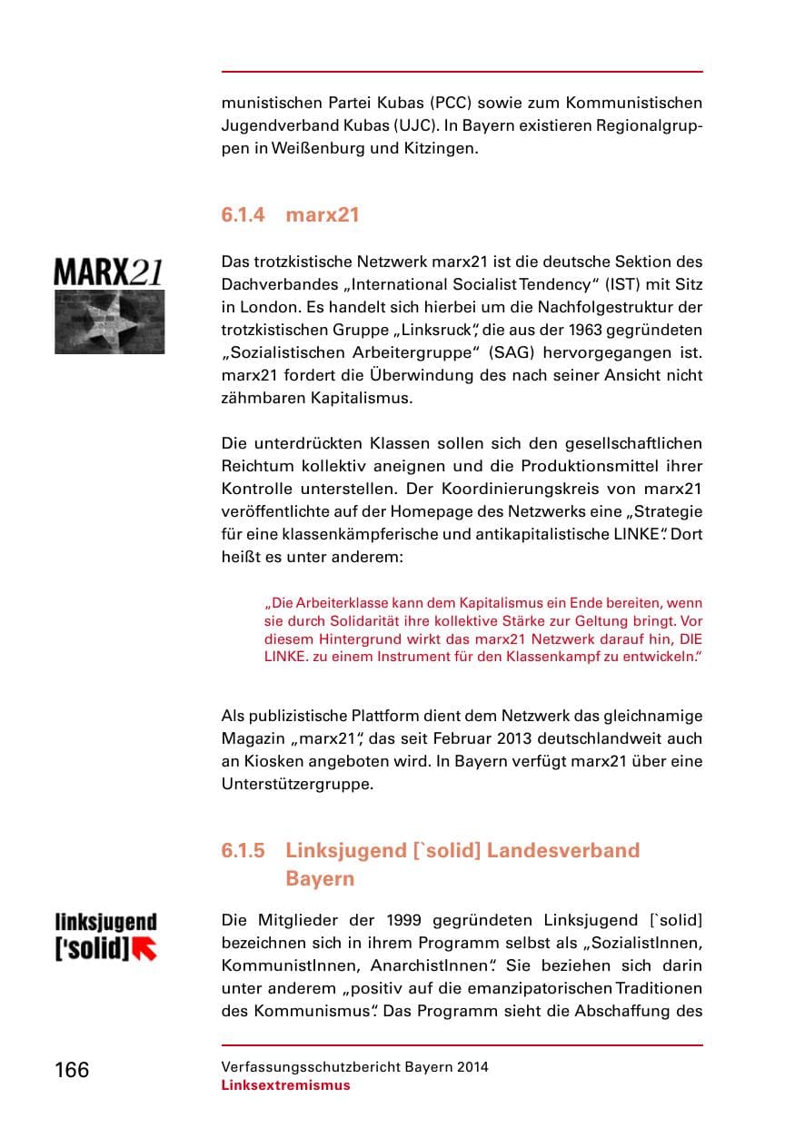 Seite 168 des Verfassungsschutzbericht 2014 Bayern