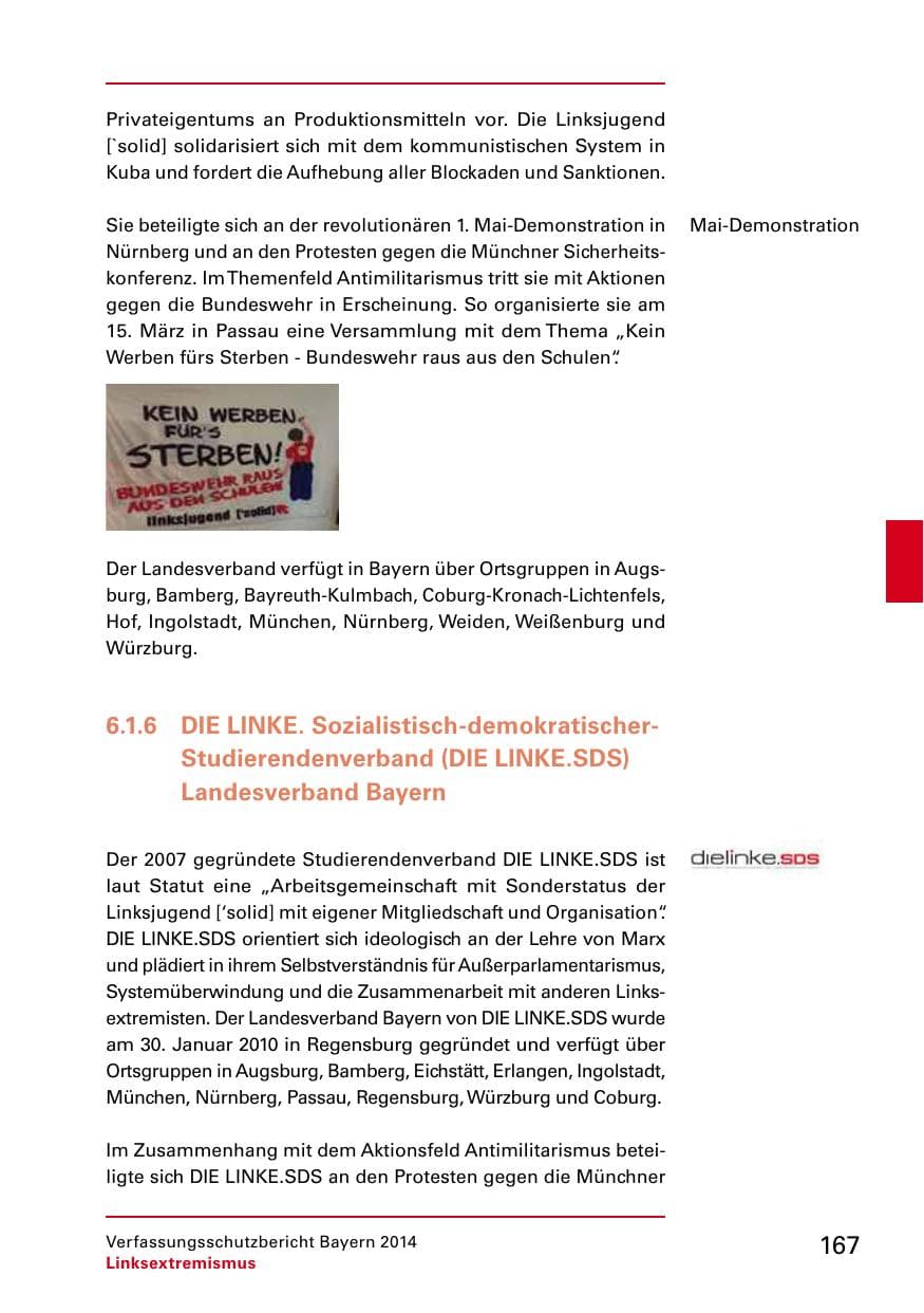 Seite 169 des Verfassungsschutzbericht 2014 Bayern